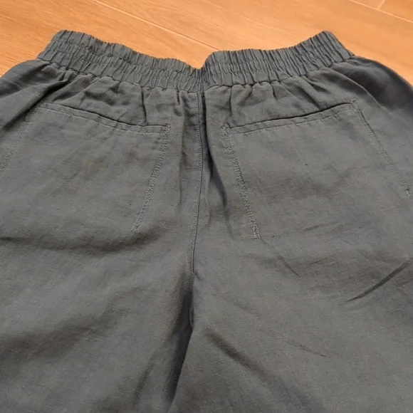 Athleta Playa Linen wide crop 3/4 pants Teal 4 - Picture 6 of 6